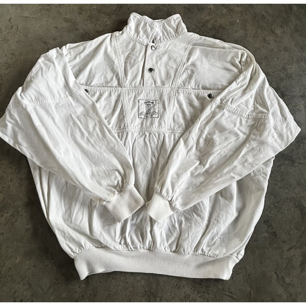 Vintage Y2k GOTCHA Surf Skate Collared  Knit Pullover Light Sweatshirt White